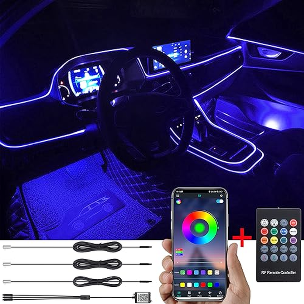 TABEN Car Ambient Light RGB dálkové ovládání + APP Control Dekorativní lampa DIY Refit Flexibilní sklolaminátová trubka 64 barev